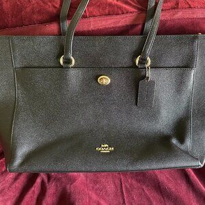 Coach Black Leather Laptop Tote